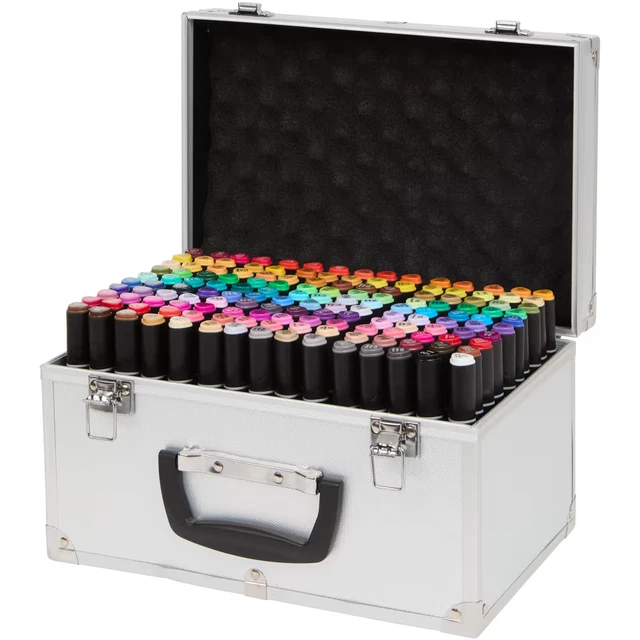 Doppelseitige Alkoholmarker im Koffer 168 + Sockel