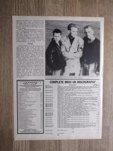 Bros  Discography - 3 Side Feature music 30 x 44 cm Scrapbook Matt Luke Goss