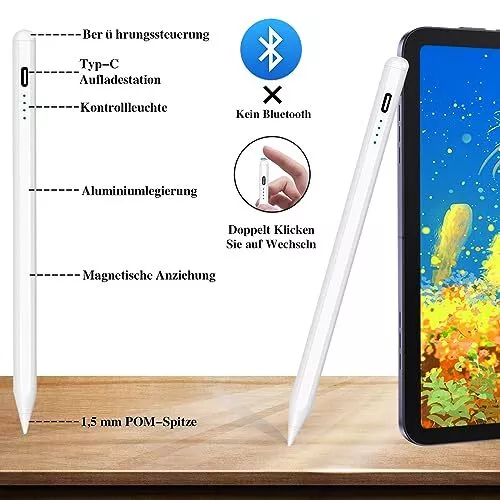 Universeller Stylus Stift für Touch Screens POM Spitze Magnetischer iPad Stif... 3