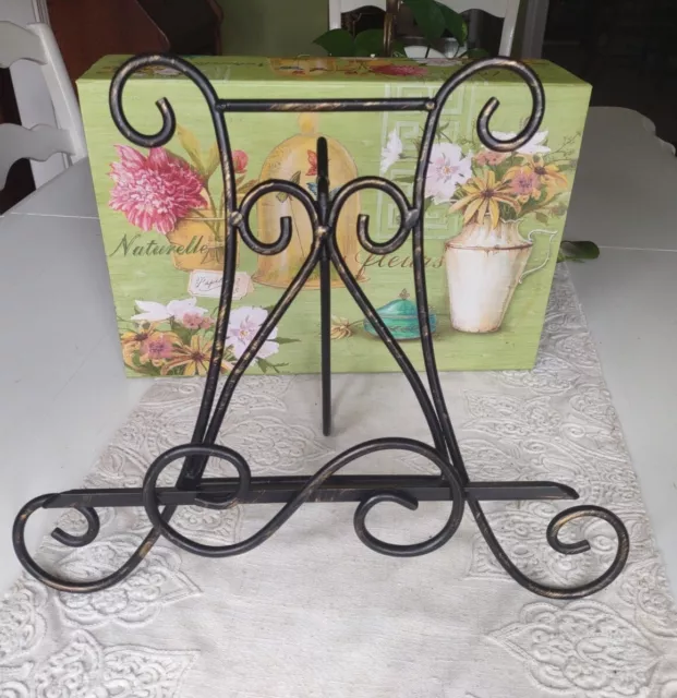 13" Wrought Iron display Easel book ccokbook stand picture Black Victorian