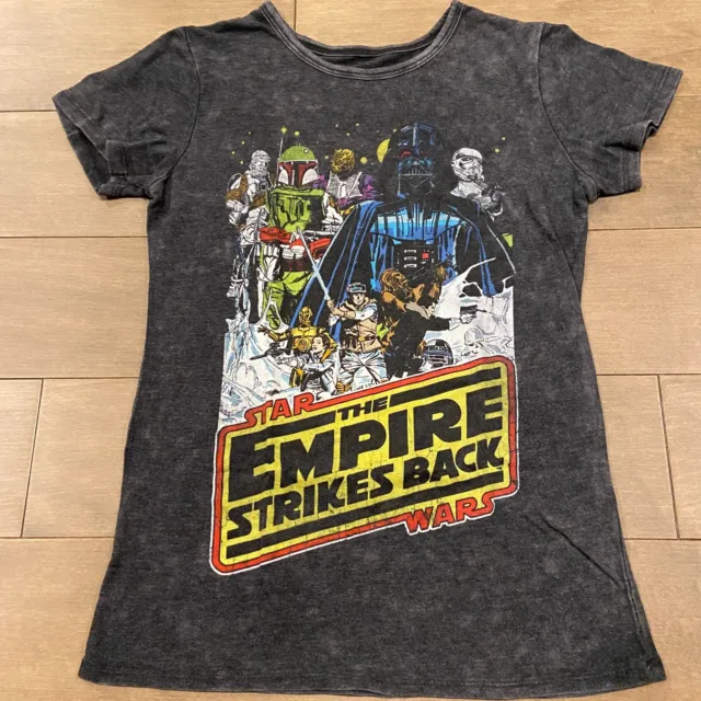 Star Wars Shirt Womens XS Short Sleeve The Empire Strikes Back Graphic Gray