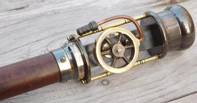 Vintage Steam Engine Model Brass Handle Wooden Walking Stick Cane Steampunk Gift