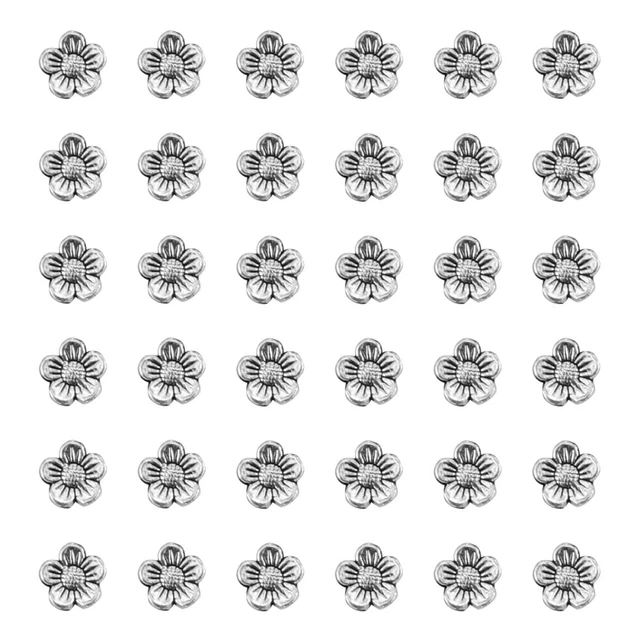 100 Pcs Floral Loose Bead Sunflower Beads Spacer Beads Vintage Bracelet Jewelry