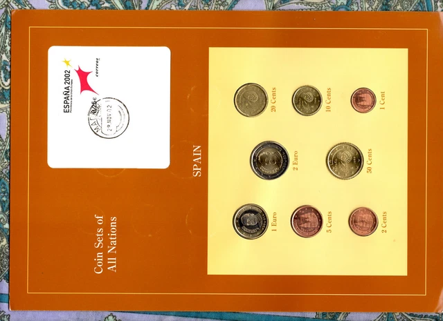 Coin Sets of All Nations Spain EURO 1999-2002 UNC 2 Euro 2002 1 Euro 2001