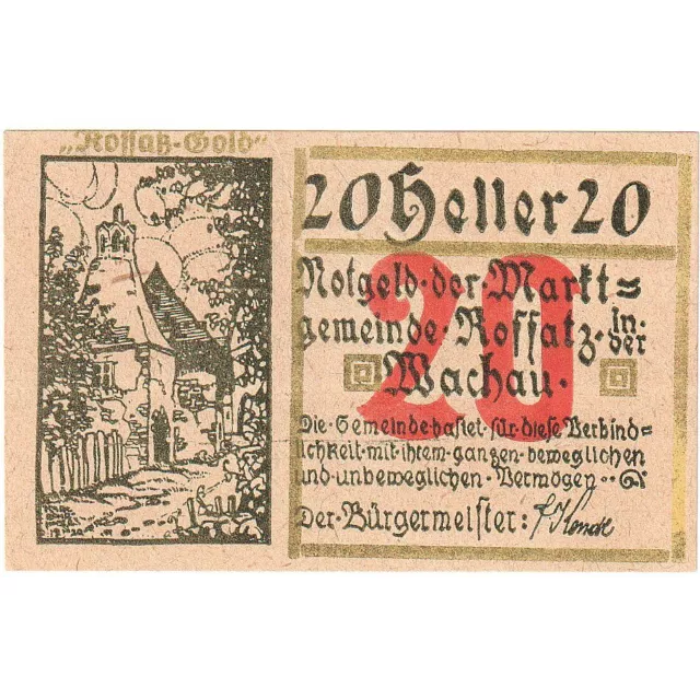 [#287866] Austria, Koffatz in der Wachau, 20 Heller, ferme, 1920, UNC FS 848, b