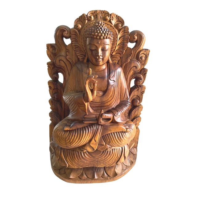 Teaching Buddha  Sculpture Vitarka Mudra handmade Wood Carving Statue Bali Art 2