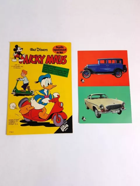 Micky Maus Heft 38/1964  Ehapa Comic mit Beilage Autokarten Sammelkarten Z 1