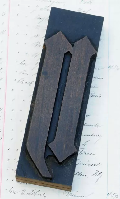 letter: y  rare blackletter wood type printing block 5.71" woodtype letterpress