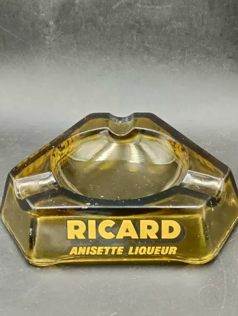 Cendrier Ricard Anisette Liqueur En Verre Fumé Opalex Vintage