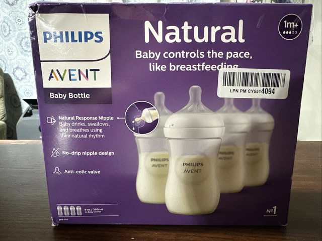 Philips AVENT Natural Baby Bottles with Natural Response Nipple, 9 Oz, 4 Pack