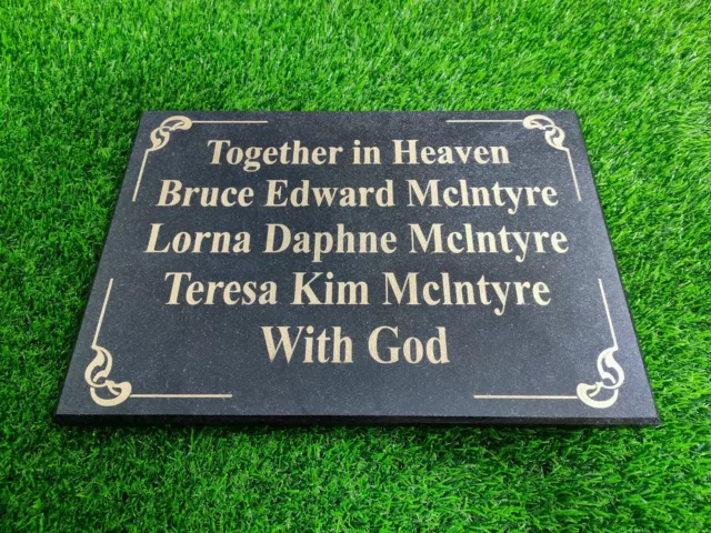 Personalized Headstone Memorial Grave Marker Black Granite Cemetery Plaques