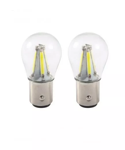 2 ampoules LED BAY15D P21/5W pour feux de stop Filament COB 6000K Blanc 12V