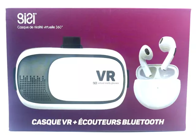 Vr Box Occhiali Realta' Virtuale 3D+Auricolari Bluetooth Universali X Smartphone