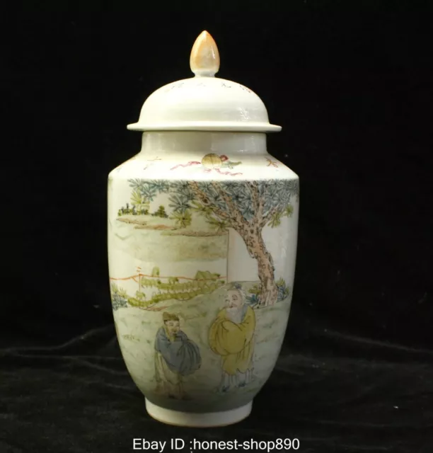 10.4" Old China Chinese Ancient Wu Cai Porcelain Song Dynasty Old people Pot
