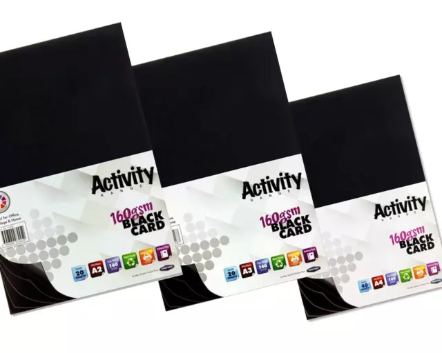 A4 A3 A2 Activity Sheets Black Craft Card Art Scrapbook Paper 160gsm Home Office