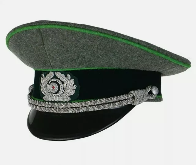 WW2 GERMAN ARMY Oficer Visor Cap Jager Green Piping Replica Headgear ...
