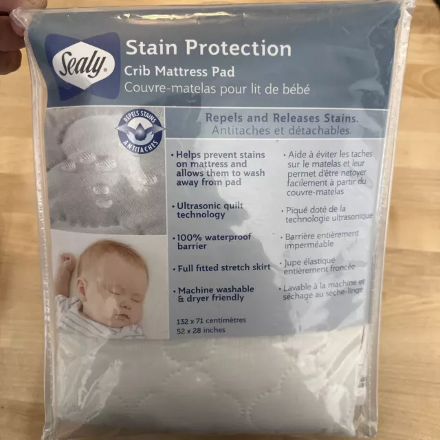 Almohadilla de colchón de protección contra manchas SEALY 52 × 28 pulgadas falda totalmente ajustada nueva ob