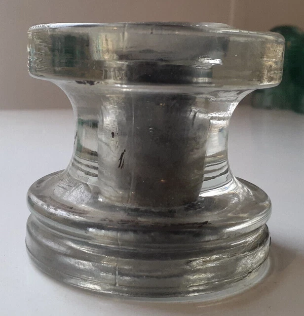 CD 1052 Clear HEMINGRAY - 518 Antique Glass Telegraph Insulator SPOOL G9