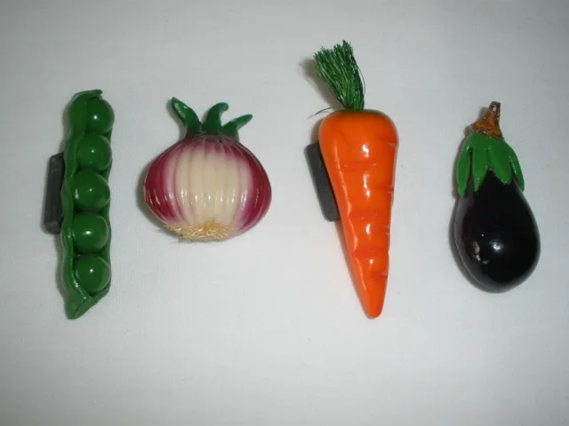 Kitchen Vegetable Shaped Refrigerator Magnets Carrot, Peas, Onion, Eggplant