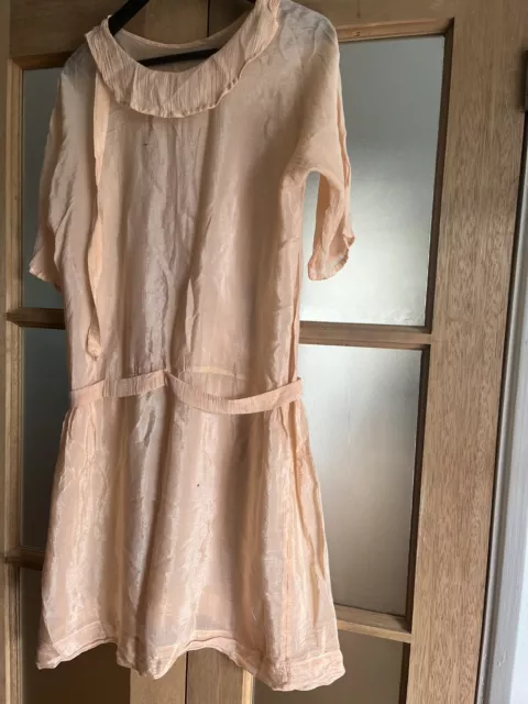 Vintage Genuine 1920s Peach Silk Dress