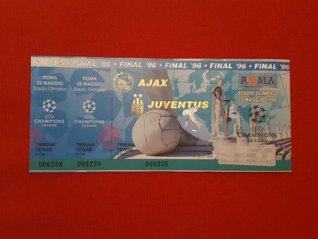 Biglietto finale Champions League 1996 Ajax Juventus Stadio Olimpico Roma