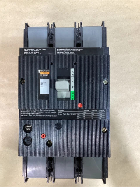 Merlin Gerin Compact CF 250NA #37402 250A 3P 480V Molded Case Switch Used Merlin Gerin Compact CF 250NA #37402 250A 3P 480V Molded Case Switch Used