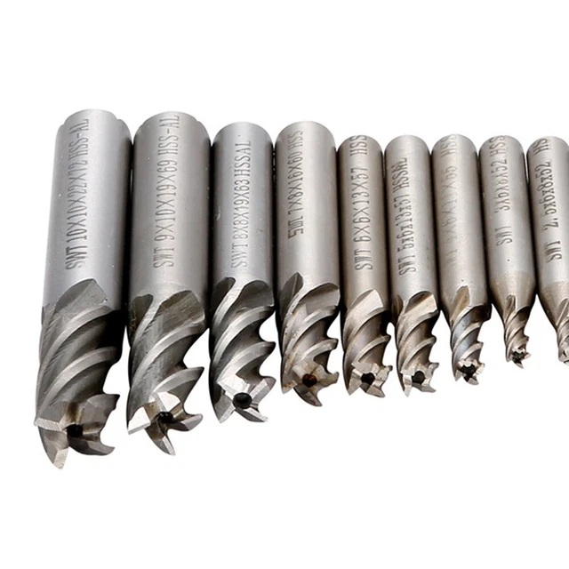 Pezzi fresa utensili 10 pz gambo dritto 2/3/4/5/6/7/8/9/10/12 mm argento