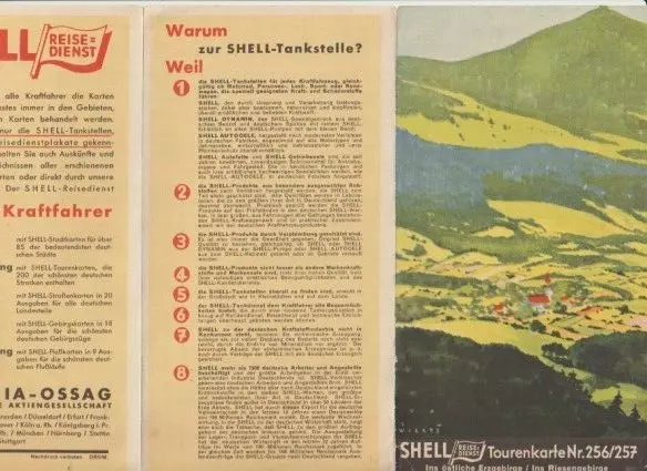 Östl. Erzgebirge/Riesengebirge, Shell-Tourenkarte 256/257, Gr. 35x22 cm Karte