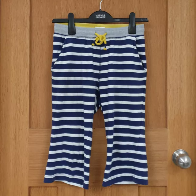 MINI BODEN Jersey Baggies Long Shorts Navy White Stripe with small hole - 12 yrs