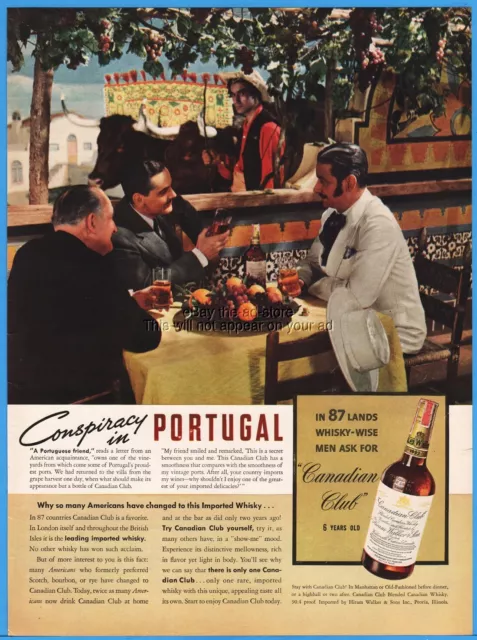 1939 Canadian Club Whisky Photo Ad PORTUGAL Conspiracy Hiram Walker Peoria IL