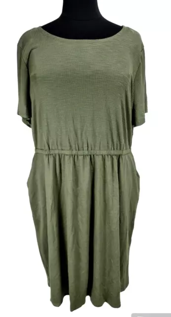 TORRID Women At The Knee Slub Rib Slit Shirt Dress Plus Size 5X Olive Green 300A