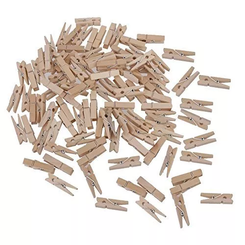 100 Mini Wood Pegs Craft Wedding Hanging Photo Small Clips Wooden Tiny Art Clip 2