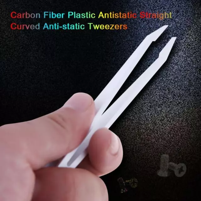 6pcs/set Carbon Fiber Plastic Tweezers Antistatic Straight Tweezers Hand Tools