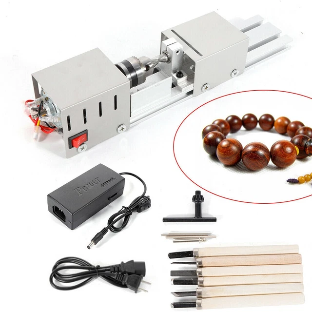 100W Mini Lathe Beads Polisher Machine Wood Woodworking Cutting Tool, 12" Length 2