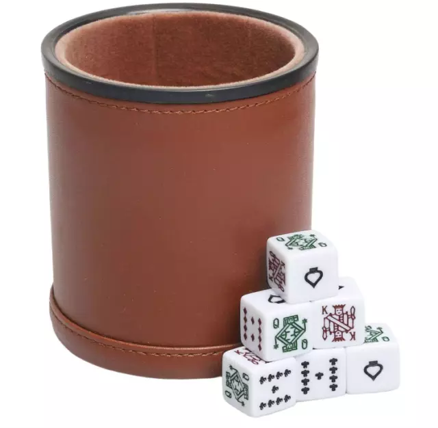 Conjunto De 5 Poker Dados Con Cuero Profesional Taza De Dados Ideal Para Los...