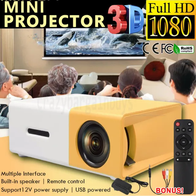 Mini Pocket LED Home Cinema Projector HD 1080P Portable Office Cinema HDMI USB