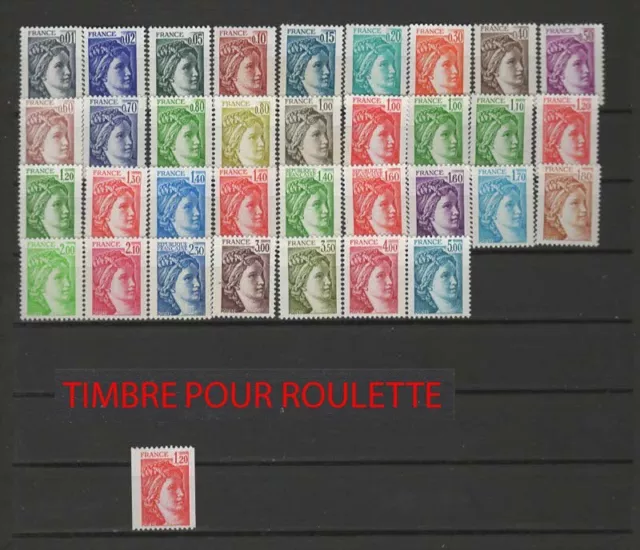 beau Lot de 35 Timbres France SABINE de GANDON 1977-1981 neufs**