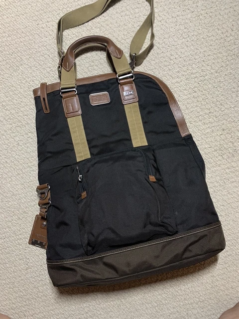 Preowned Tumi Luggage Alpha Bravo Eglin Deposit Messenger Bag 22321DTH Black/Tan 2