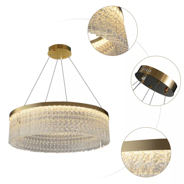 Luxus Gold Glas Rund Breit Kreis LED Moderne Deckenleuchte Kronleuchter