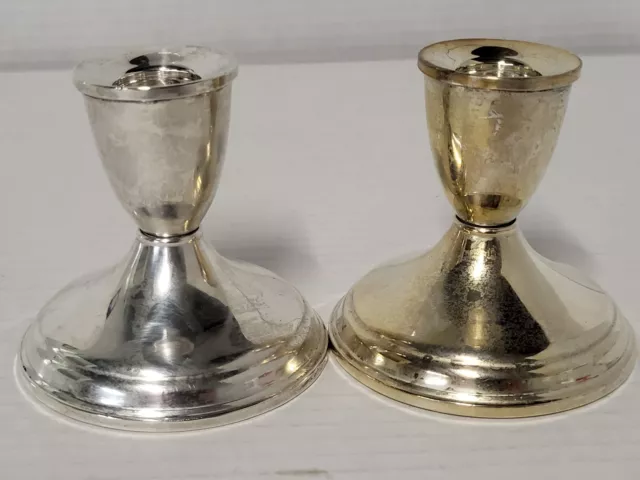 Vintage Pair Revere Sterling Silver  Weighted Candle Holders Marked 1175 3.25"