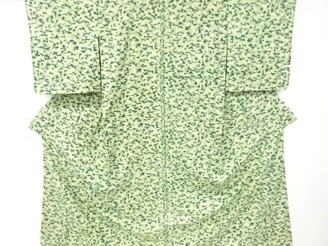 6572395: Japanese Kimono / Vintage Hitoe Kimono / Tsumugi / Leaves