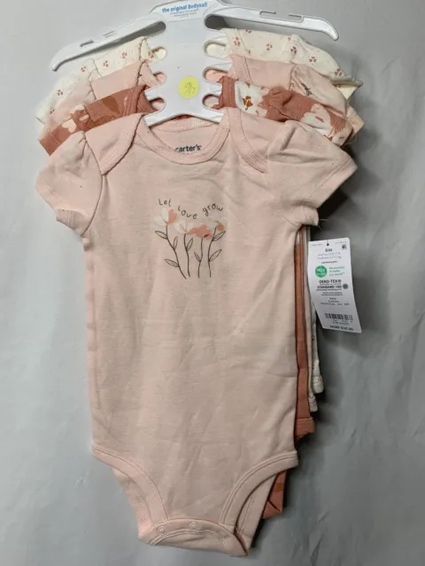 Carters Baby Girl Flower Print Bodysuits 4 pack NWT 6M