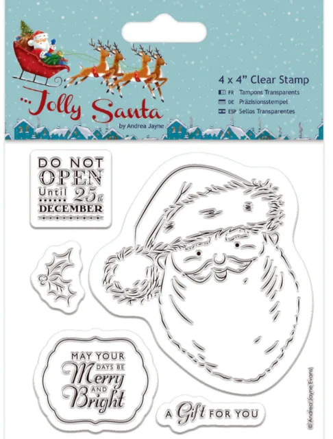 Papermania Jolly Santa Merry Holly Father Christmas Clear Rubber Stamp Set
