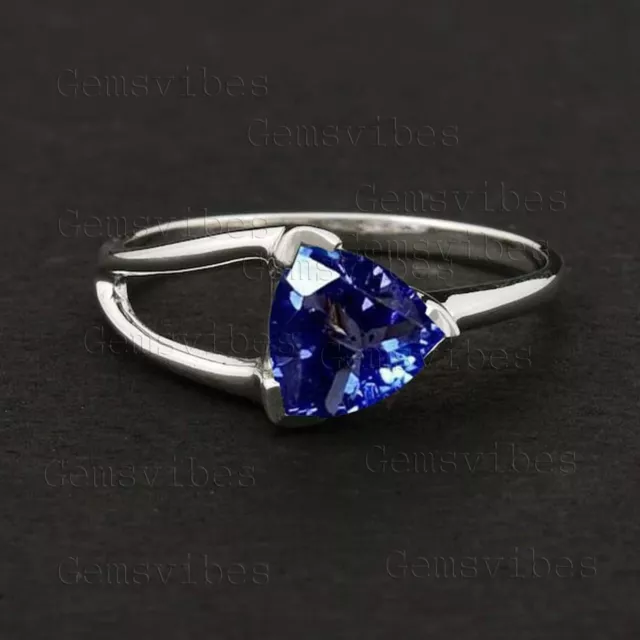 Moderno Diseñador Tanzanita Anillo para Mujer Amistad Regalo Anillo Plata de Ley