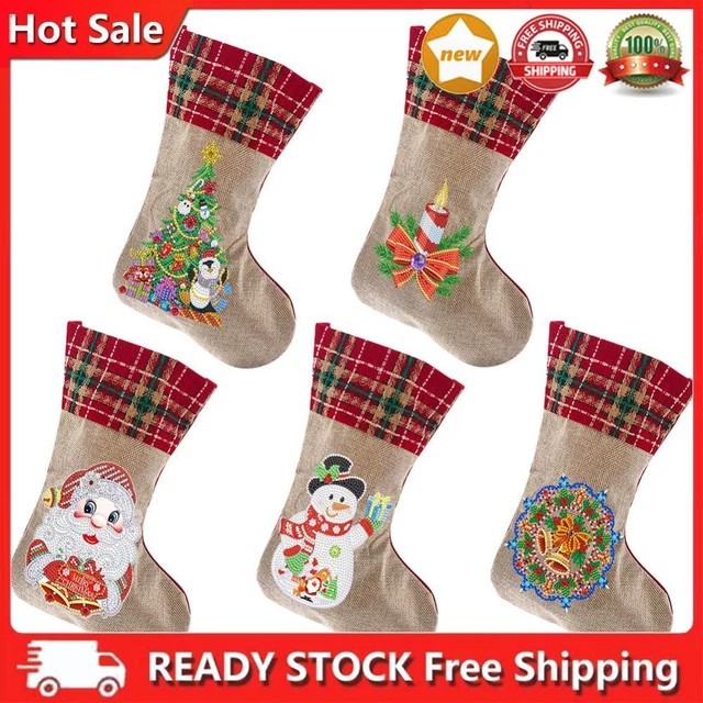 DIY Diamond Christmas Stockings 3D Rhinestone Xmas Tree Pendant Children Toys