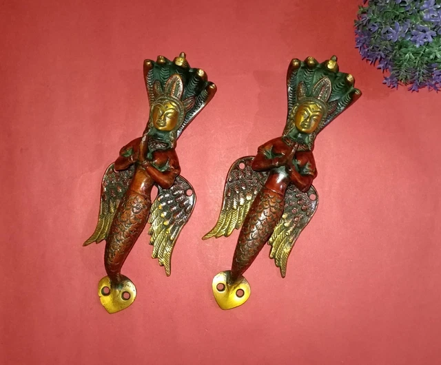 Brass Snake Lady Door Pull 9'' Inches Praying Mermaid Entrance Door Handle HK109