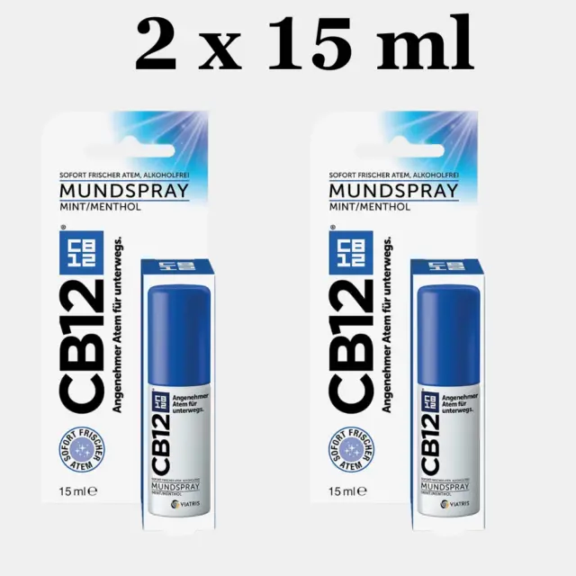 CB12 Spray: Mundspray für angenehmen Atem unterwegs, Mint/Menthol  2 x 15ml