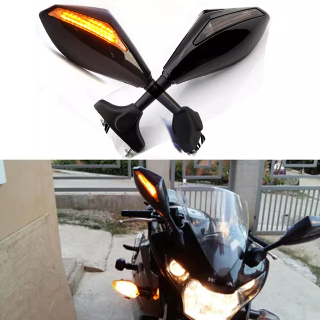 Motorcycle Integrated LED Turn Signal Mirrors For Hyosung GT125R GT250R GT650R