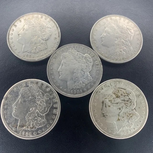 $5 FACE LOT OF (5) FIVE MORGAN DOLLAR 90% SILVER ~XF To AU~