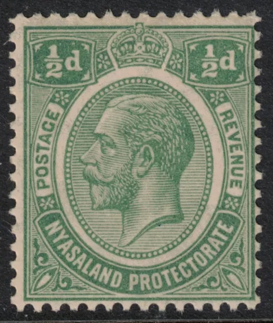 1921 Nyasaland Protectorate Scott 25 .5p Green Wmk. 4 Mint MH